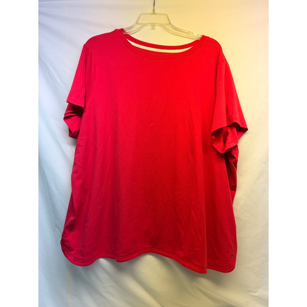 NWOT Isaac Mizrahi Live Essentials Red Pima Cotton Tee Shirt 4X Curved Hem
